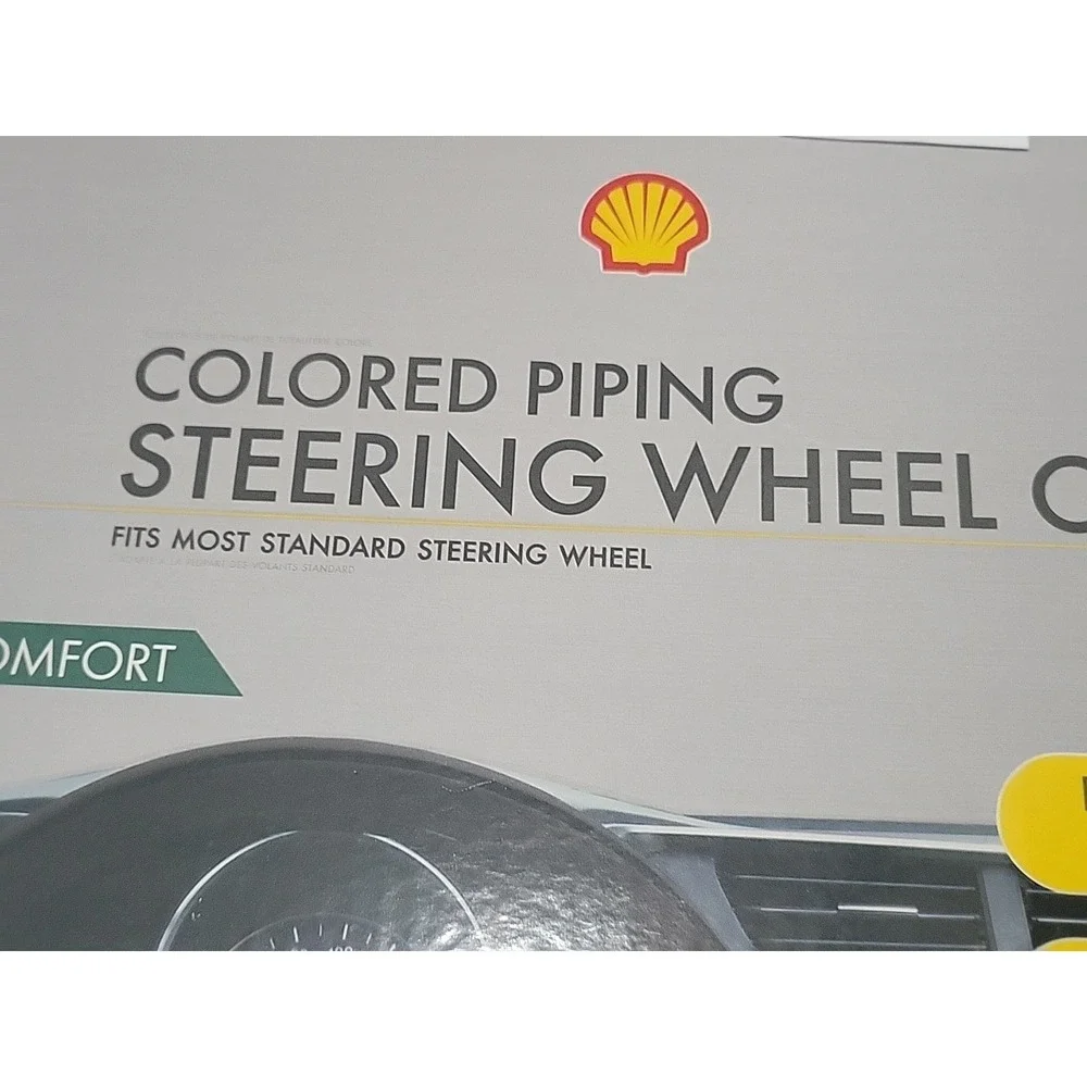 Steering Wheel Cover New Black Gray‎ Piping Shell Oil Standard Fit Comfort Grip.